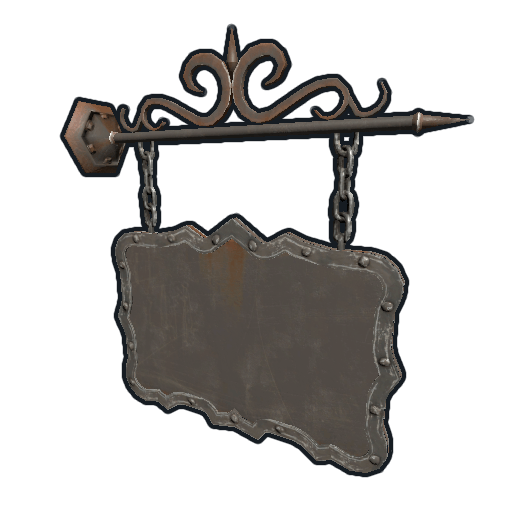 sign hanging ornate